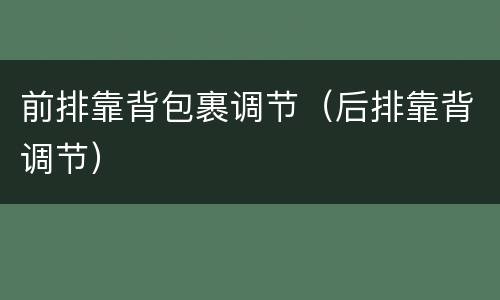 前排靠背包裹调节（后排靠背调节）