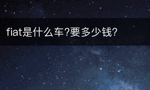 fiat是什么车?要多少钱?