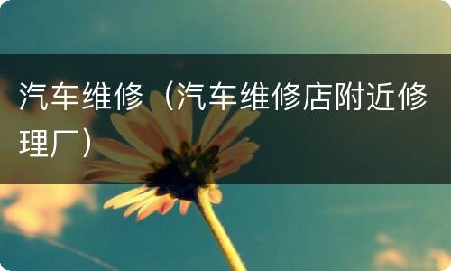 汽车维修（汽车维修店附近修理厂）