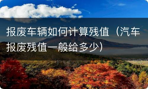 报废车辆如何计算残值（汽车报废残值一般给多少）