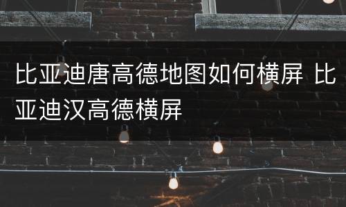 比亚迪唐高德地图如何横屏 比亚迪汉高德横屏