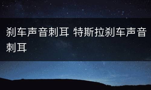 刹车声音刺耳 特斯拉刹车声音刺耳