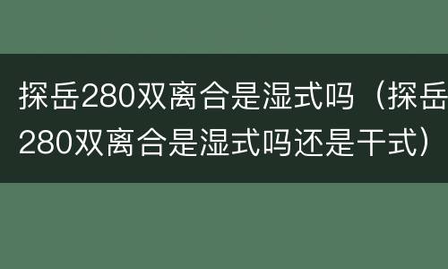 探岳280双离合是湿式吗（探岳280双离合是湿式吗还是干式）