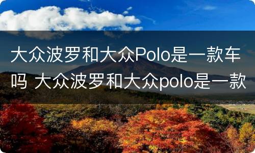 大众波罗和大众Polo是一款车吗 大众波罗和大众polo是一款车吗多少钱