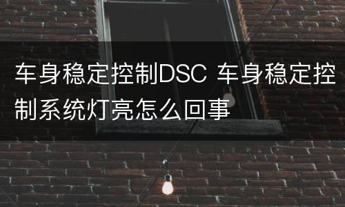 车身稳定控制DSC 车身稳定控制系统灯亮怎么回事