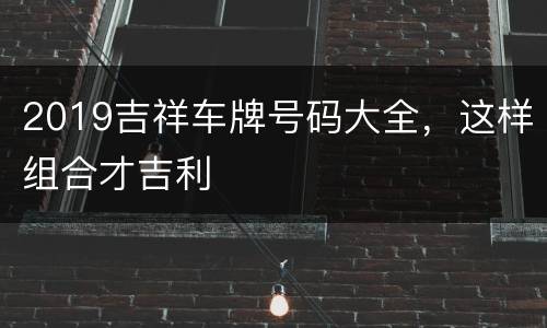 2019吉祥车牌号码大全，这样组合才吉利
