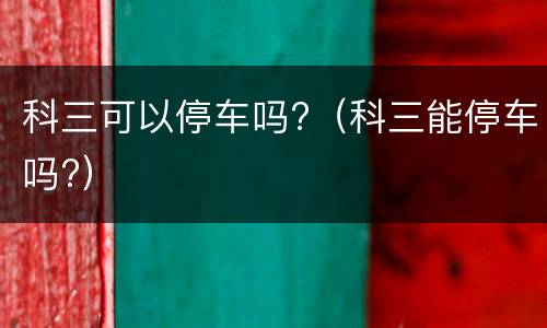 科三可以停车吗?（科三能停车吗?）