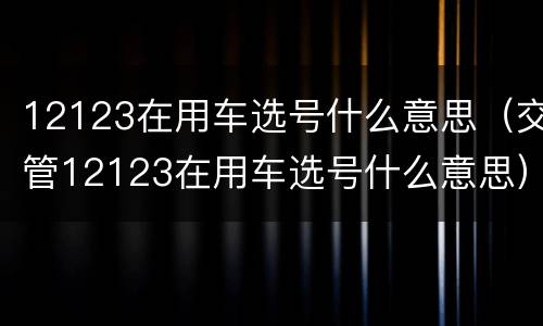 12123在用车选号什么意思（交管12123在用车选号什么意思）