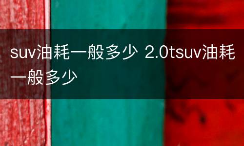 suv油耗一般多少 2.0tsuv油耗一般多少