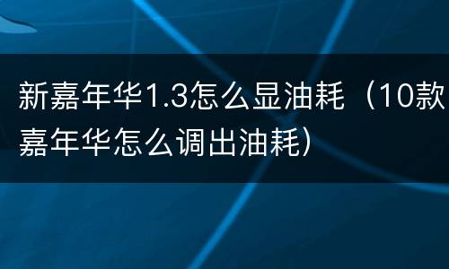 新嘉年华1.3怎么显油耗（10款嘉年华怎么调出油耗）