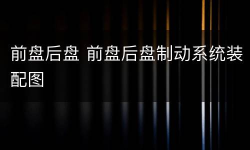 前盘后盘 前盘后盘制动系统装配图