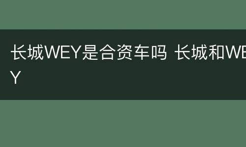 长城WEY是合资车吗 长城和WEY