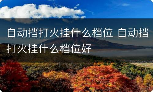自动挡打火挂什么档位 自动挡打火挂什么档位好