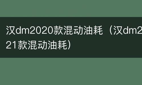 汉dm2020款混动油耗（汉dm2021款混动油耗）