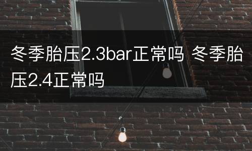 冬季胎压2.3bar正常吗 冬季胎压2.4正常吗