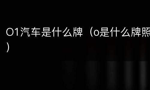 O1汽车是什么牌（o是什么牌照）