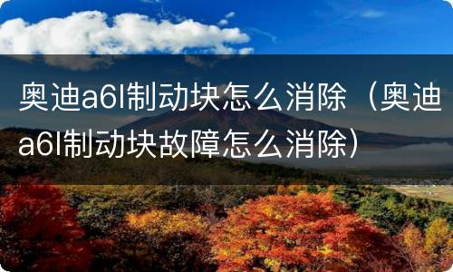 奥迪a6l制动块怎么消除（奥迪a6l制动块故障怎么消除）