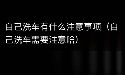 自己洗车有什么注意事项（自己洗车需要注意啥）