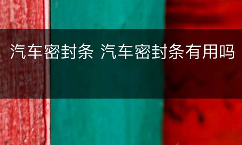 汽车密封条 汽车密封条有用吗