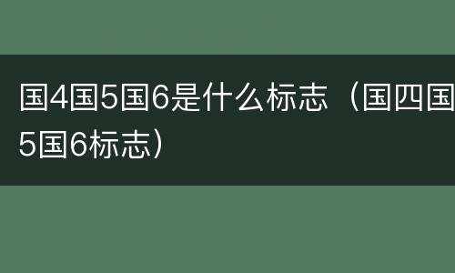 国4国5国6是什么标志（国四国5国6标志）