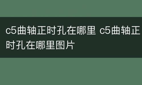 c5曲轴正时孔在哪里 c5曲轴正时孔在哪里图片
