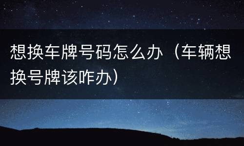 想换车牌号码怎么办（车辆想换号牌该咋办）