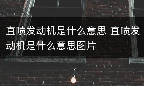 直喷发动机是什么意思 直喷发动机是什么意思图片