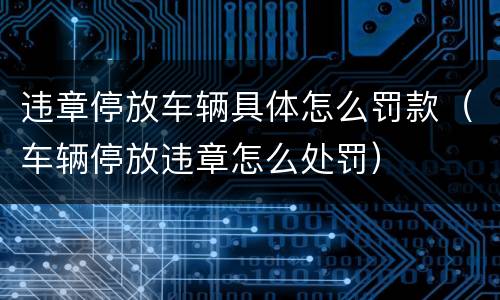 违章停放车辆具体怎么罚款（车辆停放违章怎么处罚）