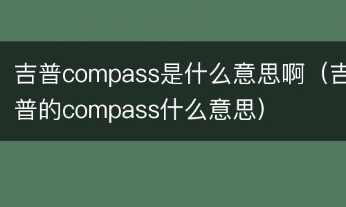 吉普compass是什么意思啊（吉普的compass什么意思）