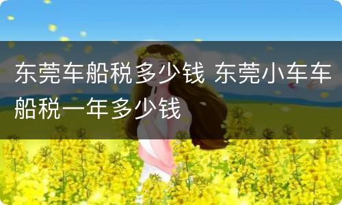 东莞车船税多少钱 东莞小车车船税一年多少钱