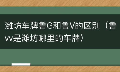 潍坊车牌鲁G和鲁V的区别（鲁vv是潍坊哪里的车牌）
