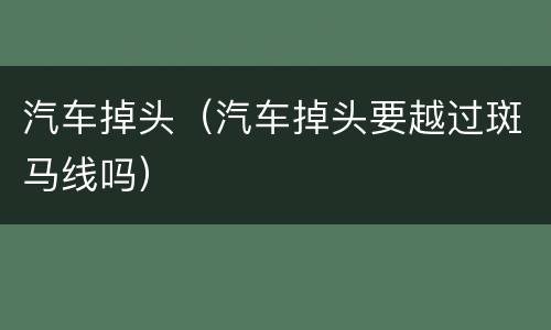 汽车掉头（汽车掉头要越过斑马线吗）