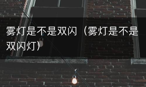 雾灯是不是双闪（雾灯是不是双闪灯）