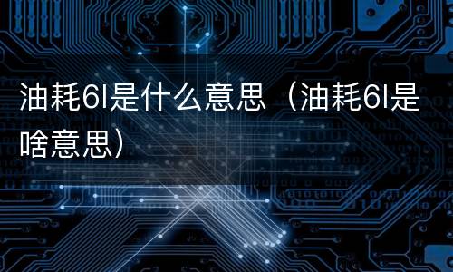 油耗6l是什么意思（油耗6l是啥意思）