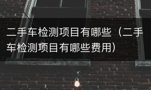 二手车检测项目有哪些（二手车检测项目有哪些费用）