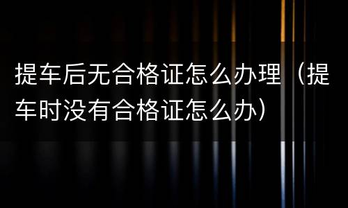 提车后无合格证怎么办理（提车时没有合格证怎么办）