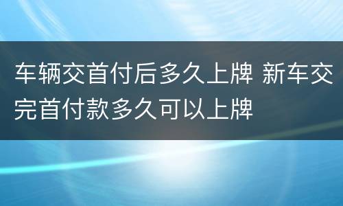 车辆交首付后多久上牌 新车交完首付款多久可以上牌
