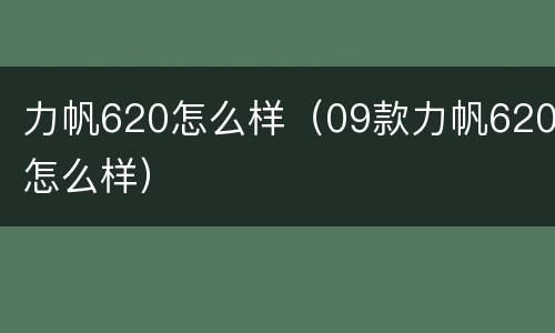 力帆620怎么样（09款力帆620怎么样）