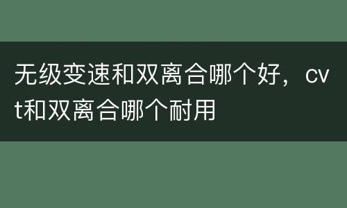 无级变速和双离合哪个好，cvt和双离合哪个耐用
