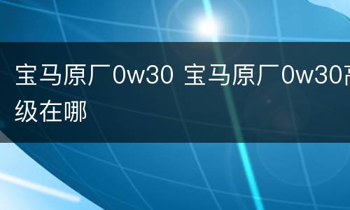 宝马原厂0w30 宝马原厂0w30高级在哪