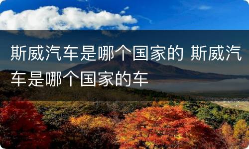 斯威汽车是哪个国家的 斯威汽车是哪个国家的车