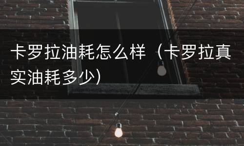 卡罗拉油耗怎么样（卡罗拉真实油耗多少）