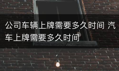 公司车辆上牌需要多久时间 汽车上牌需要多久时间