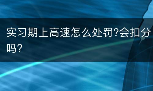 实习期上高速怎么处罚?会扣分吗?