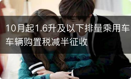 10月起1.6升及以下排量乘用车车辆购置税减半征收