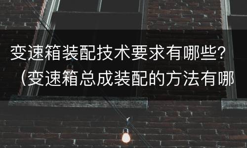 变速箱装配技术要求有哪些？（变速箱总成装配的方法有哪些）