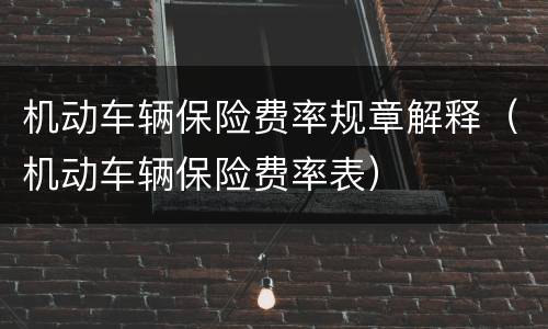 机动车辆保险费率规章解释（机动车辆保险费率表）
