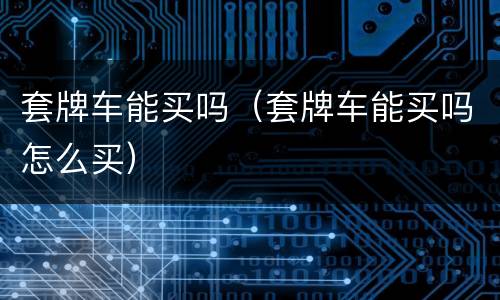 套牌车能买吗（套牌车能买吗怎么买）