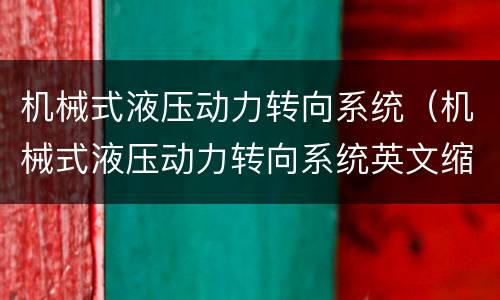 机械式液压动力转向系统（机械式液压动力转向系统英文缩写）