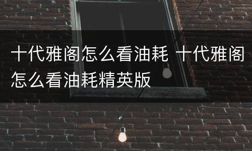 十代雅阁怎么看油耗 十代雅阁怎么看油耗精英版